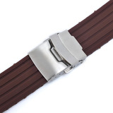 Pulseira Borracha Silicone 18 20 22 24mm C Fecho Deployant Cor Marrom Largura 24 Mm