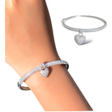 Pulseira Bracelete Coracao Cravejado