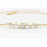 Pulseira Bracelete Corrente Feminina De Ouro18k 9 Diamantes 