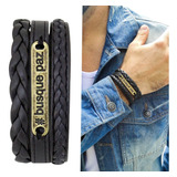 Pulseira Bracelete Couro busque Paz Serenidade Kit Moda Top
