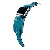 Pulseira Bracelete Couro Cuff Compatível Com Apple Watch Azul 38 40 41 