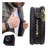 Pulseira Bracelete Couro Machado