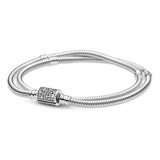 Pulseira Bracelete Duplo Prata 925 Compatível Pandora