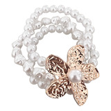 Pulseira Bracelete Flor Perolas