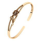 Pulseira Bracelete Floral Maciço- Prata 925 Dourado Ouro 18k