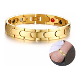 Pulseira Bracelete Masculina Banhada Ouro Aço Inox Titânio