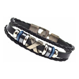 Pulseira Bracelete Masculina Feminina Em Couro E Metal