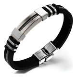 Pulseira Bracelete Masculino Silicone Com Detalhe