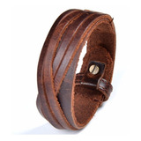 Pulseira Bracelete Masculino Tribal Couro Legítimo