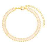 Pulseira Bracelete Riviera Dourada Brilhante Fashion Luxo.