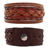 Pulseira Bracelete Trancado Couro