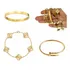 Pulseira Bracelete Trevo Conjunto Kit 3 Peças Prego Dourado