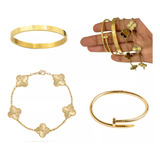 Pulseira Bracelete Trevo Conjunto
