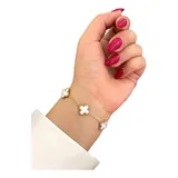 Pulseira Bracelete Trevo Madreperola