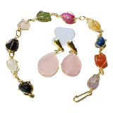 Pulseira Brincos De Quartzo