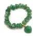 Pulseira Cascalho De Pedra Quartzo Verde C/ Berloque Coração