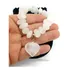Pulseira Cascalho Quartzo Branco Leitoso C/ Berloque Coração