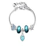 Pulseira Com 5 Berloques Cravejada De Cristais De Zircônia Azul Cabe Berloques De Prata 925 Para Pulseira Pandora Vivara Life 17cm 