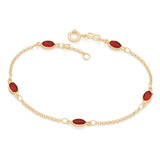 Pulseira Com Cristais Vermelhos
