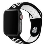 Pulseira Com Furos Compatível Com Apple Watch E Iwo Cor Preto E Branco