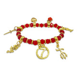 Pulseira Completa Pombagira Sete Saias Vermelha E Dourada