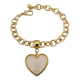 Pulseira Coracao Bege Perola