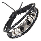 Pulseira Couro Beckham Hollister Armani Grossa