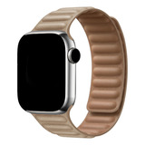 Pulseira Couro Elos Magnética Compatível Com Apple Watch Cor Kaqui