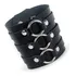 Pulseira Couro Legitimo Bracelete C/ Argolas Metal Punk Rock