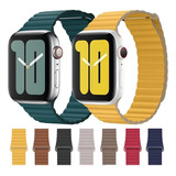 Pulseira Couro Magnética Para Apple Watch E Iwo Series Luxo