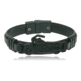 Pulseira Couro Motocicleta Punk Rock Moto Tattoo Metal Top