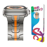 Pulseira De Aço Inoxidável Iron Man Compativel Com Apple Watch Ultra 1 2 E 10 49mm Series 10 9 8 7 6 5 Se 4 3 2 1 44mm 45mm 46mm Cor Titanium Laranja