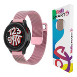 Pulseira De Aço Milanese Dupla 20mm Marca 123smart Compativel Com Samsung Galaxy Watch Active 1 2 Galaxy Watch 4 5 6 40mm 42mm 43mm 44mm 45mm 46mm 47mm Pro Classic Cor Pink Rose