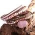 Pulseira De Amarrar Boho Com Pedra Natural Quartzo Rosa