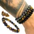 Pulseira De Bolinha Pedras Naturais Proteção Olho De Tigre +