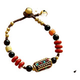 Pulseira De Cobre Puro Antigo Nepalesa Vintage Tecida À Mão
