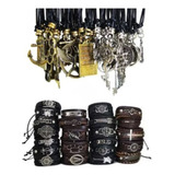 Pulseira De Couro Masculina 50 30 Cordões Colar Atacado