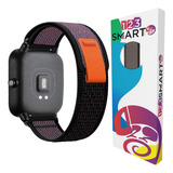 Pulseira De Nylon Auto Aderente 20mm Marca 123smart Para Amazfit Gts 4 Gts 3 Gts 2 Gts 1 Gts4 Mini Gts2 Mini Bip U Bip S Bip 3 Bip Lite Gtr Mini Gtr 42mm Huawei Gt 2 3 Gt 4 42mm - Preto E Roxo