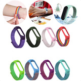 Pulseira De Nylon Para Xiaomi Mi Band 3 4 5 6 E 7 Smartwatch Cor Verde Cinza