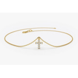 Pulseira De Ouro 18k Feminina Bracelete Diamante Cruz Luxo