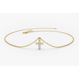 Pulseira De Ouro 18k Feminina Bracelete Diamante Cruz Luxo