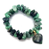 Pulseira De Pedra Da Saúde Esmeralda Natural Com Coração