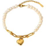 Pulseira De Perolas Banhada