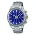 Pulseira De Relógio Masculina Casio Efr-574d-2avudf Edifice, Cor: Prata, Moldura, Cor De Fundo Prateada, Cor De Fundo Azul