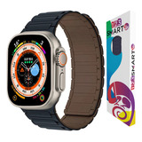 Pulseira De Silicone Magnetica 123 alc 0 Marca 123smart Compativel Com Apple Watch Ultra 1 2 E 3 Iwatch Serie 10 9 8 7 6 5 4 3 2 1 Se 44mm 45mm 46mm 49mm Cor Azul Com Marrom