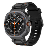 Pulseira De Silicone Premium Conector De Aço Inoxidável Preto Marca 123smart 123 pre 10 Compativel Com Samsung Galaxy Watch Ultra 47mm Sm l700 L705   Preto