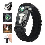 Pulseira De Sobrevivência Paracord Bússola Apito Pederneira