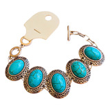 Pulseira De Turquesa Folheada
