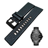 Pulseira Diesel 10bar 26mm Couro Preto Com Fivela Premium Cor Preto preto
