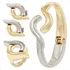 Pulseira Duo + Anel + Brinco Orgânico Martelado Ouro Prata